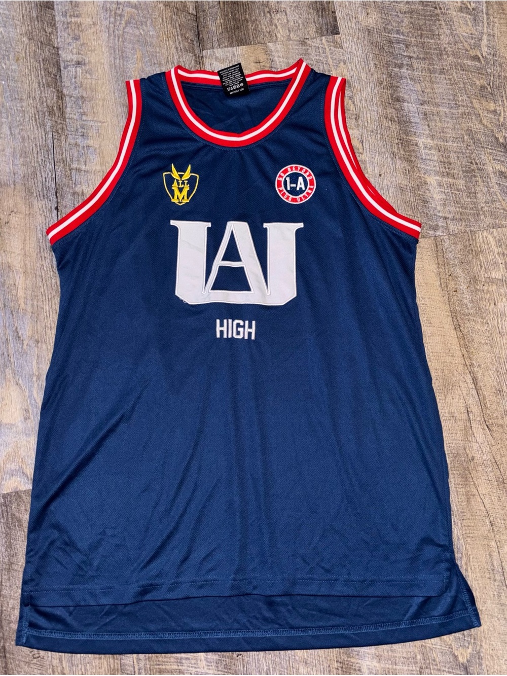 My Hero Academia UA High All Might Jersey Sleeveless Tank Blue Adult Large MHA